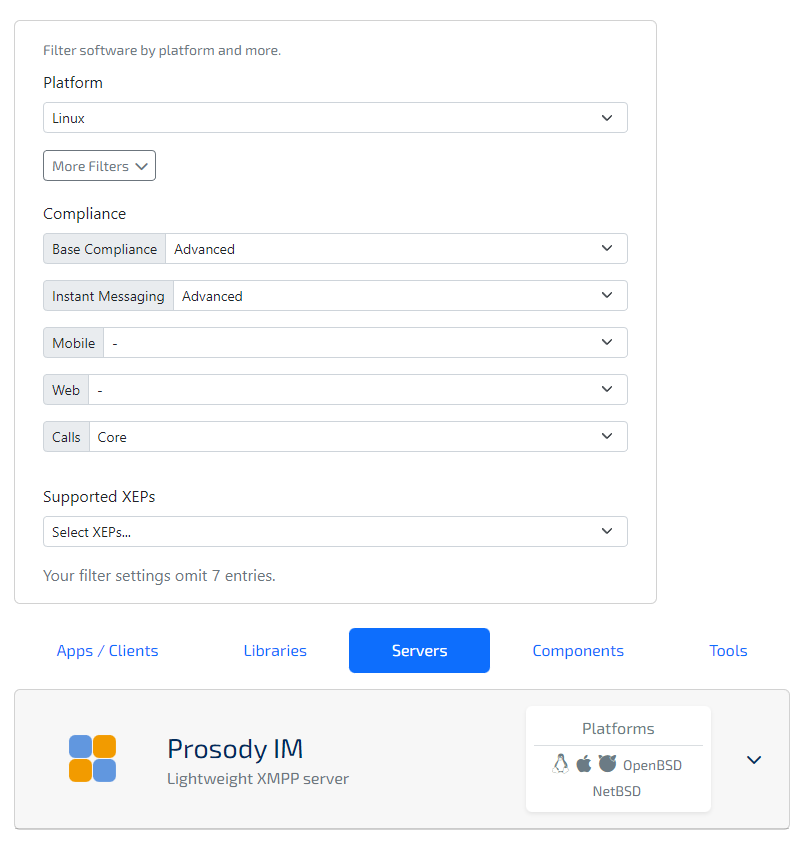 La nouvelle section logiciels de xmpp.org