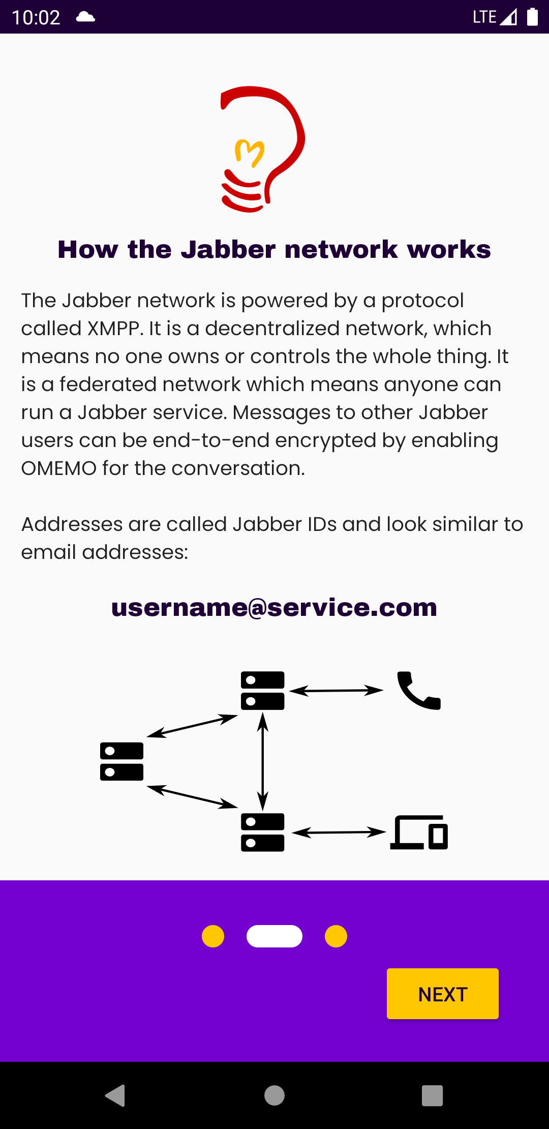 Cheogram onboarding view