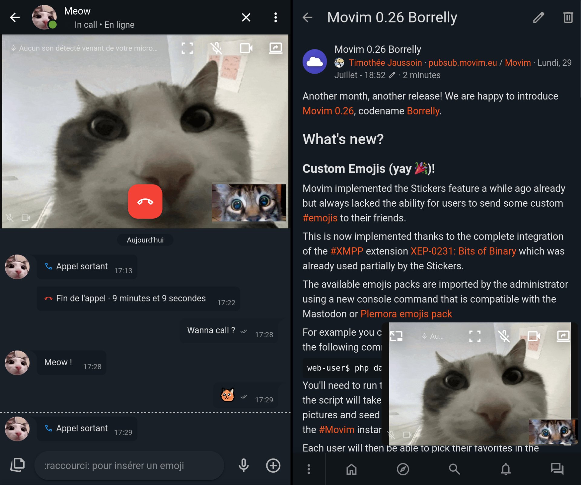 Movim 0.27 introducing the floating, chat-integrated, and full-screen modes