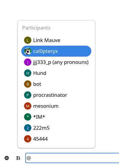 Gajim 2.0: Mention a participant by typing @nickname