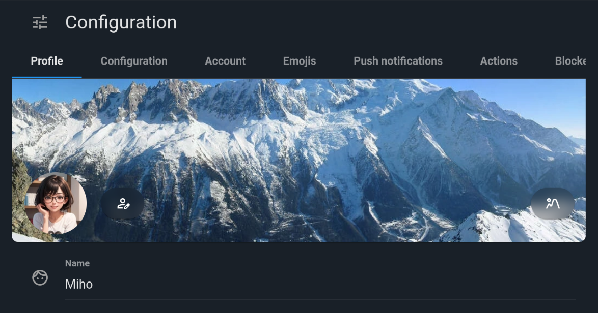 Movim 0.30.1: Avatar and banner configuration panel