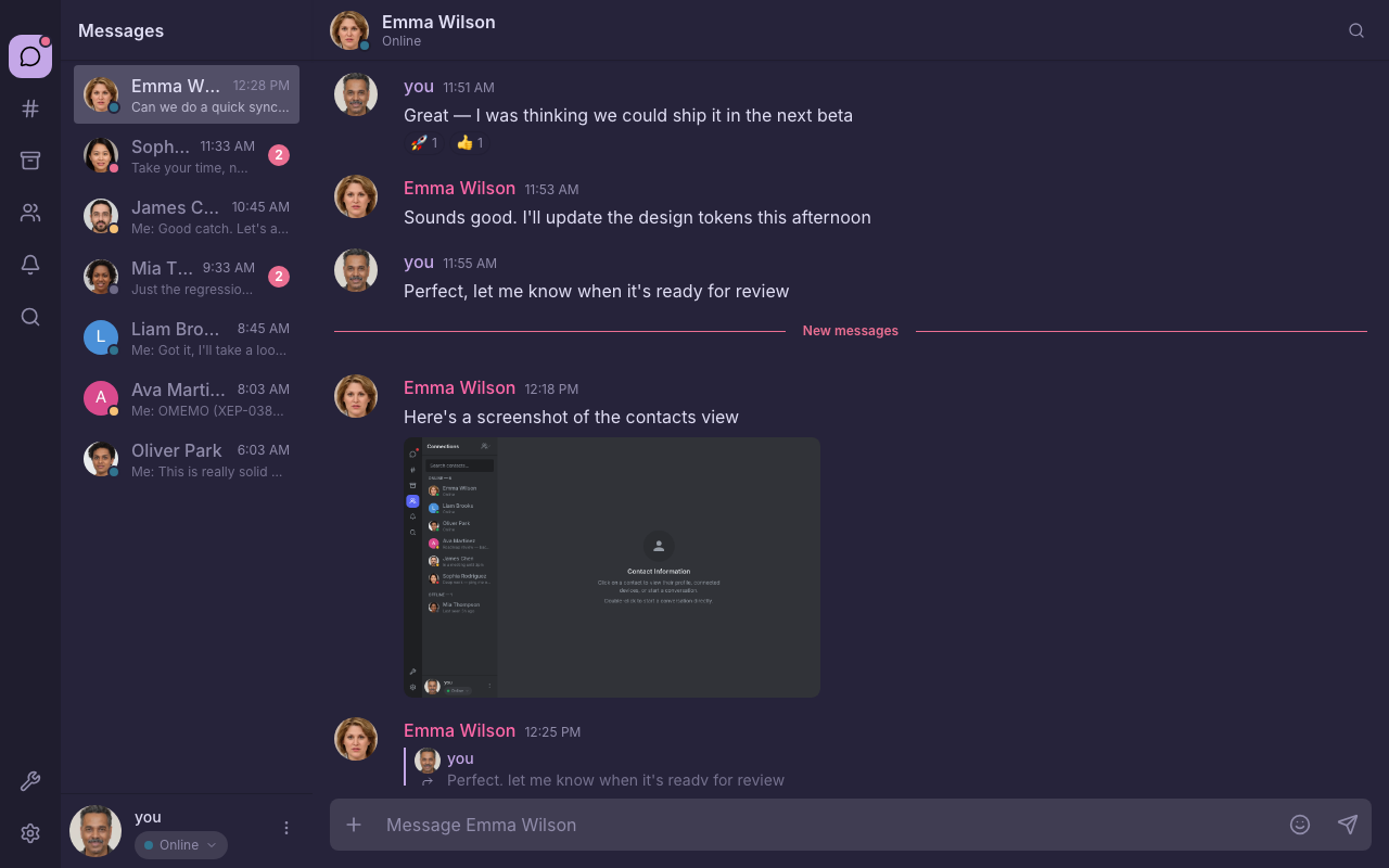 Fluux Messenger Rose Pine theme.